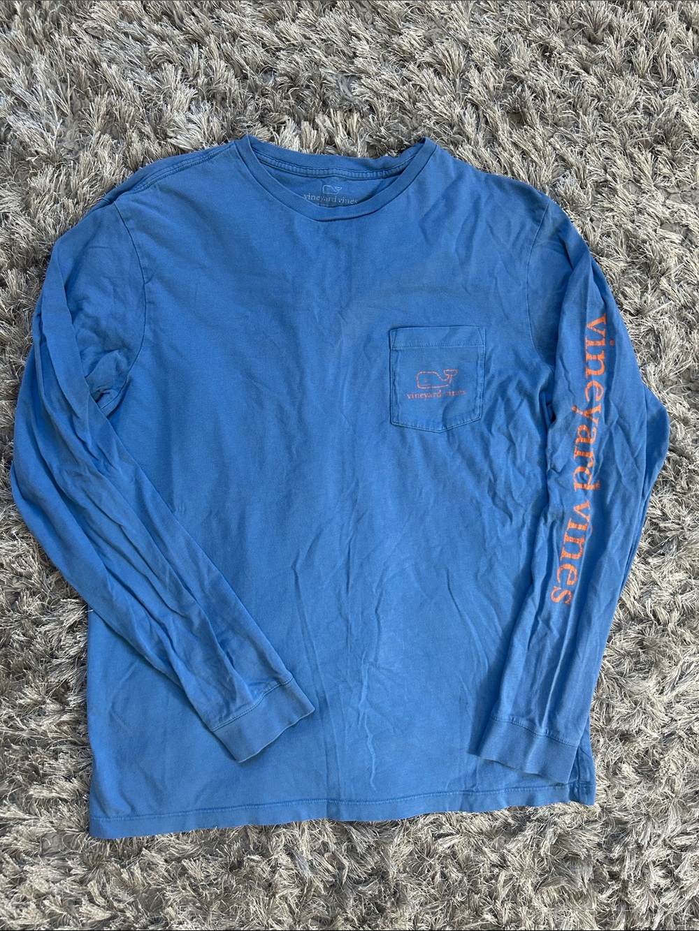 Vineyard Vines Long-Sleeve Pocket Long Sleeve Shirt - Blue & Orange - Size Small